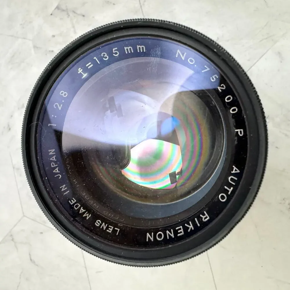 Rikenon Camera Lens Auto 135mm 1:2.8 Japan 75200 Hoya 55mm Skylight 1B Filter